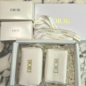 2 Dior makeup bags with gift box, ribbon